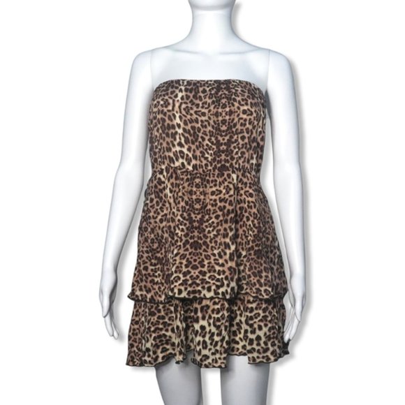Bebe Cheetah Print Ruffle Top | Dress Top | Flowy - Picture 1 of 4